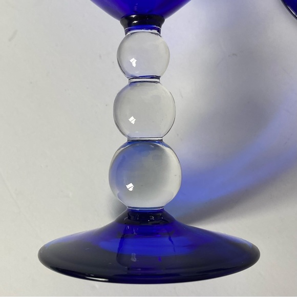 Bryce Brothers Cobalt Blue Aristocrat Wine Glass Sherbet Set of 2 of Ball Stem - Picture 5 of 11